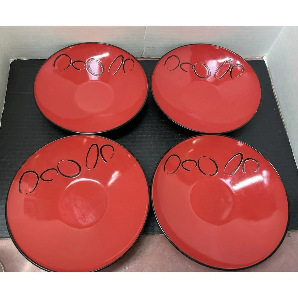 FLIRT By R&B Ritzenhoff Breker 8.5” Salad Soup Bowl Red & Black Abstract Print